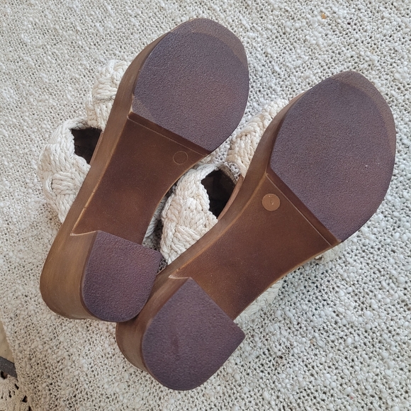 Seychelles Womens SZ 6 Smoke Show Heeled Natural Macrame SandalBoho NWOT or box - Picture 4 of 10